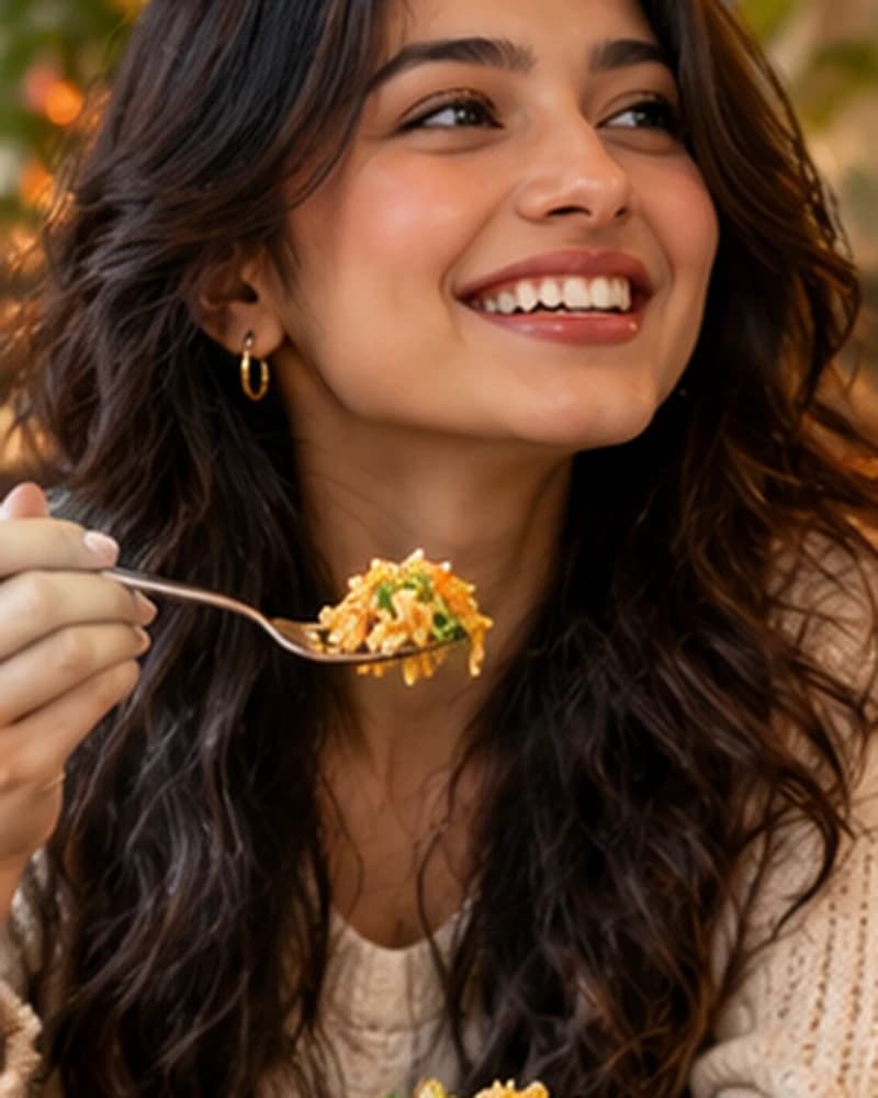 Guest smiling at the table