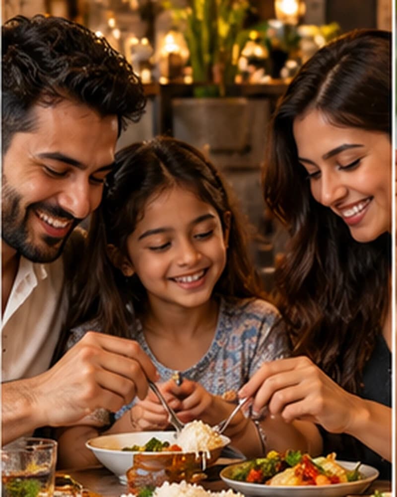 Family sharing a meal
