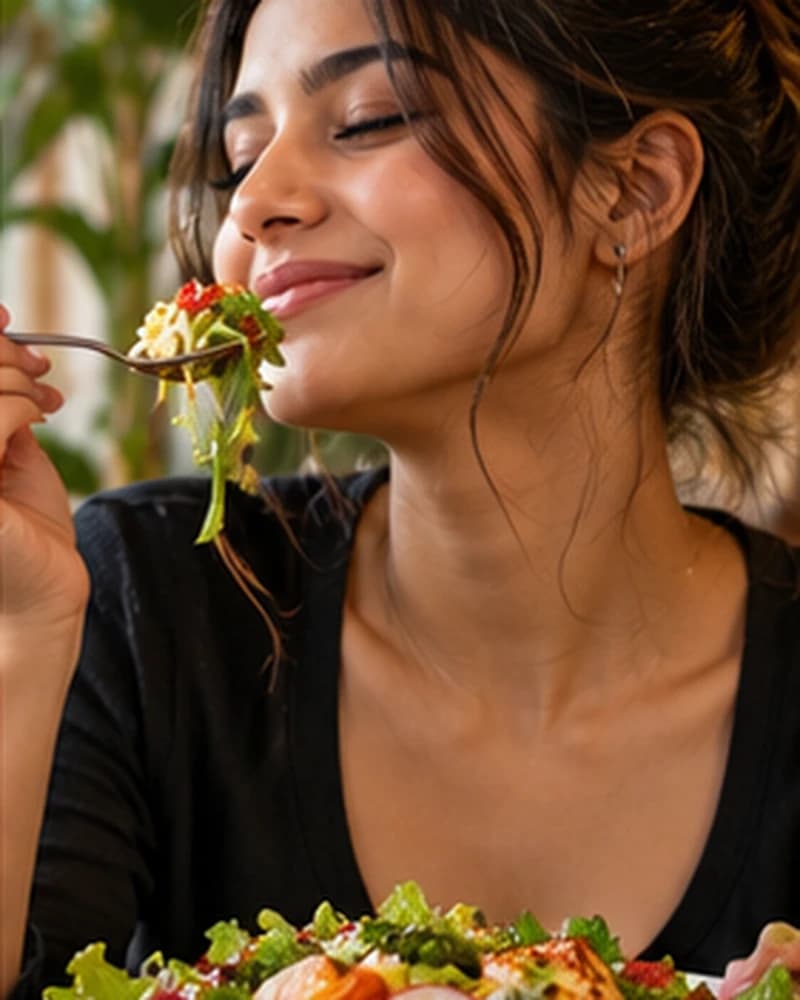 Guest with a fresh salad